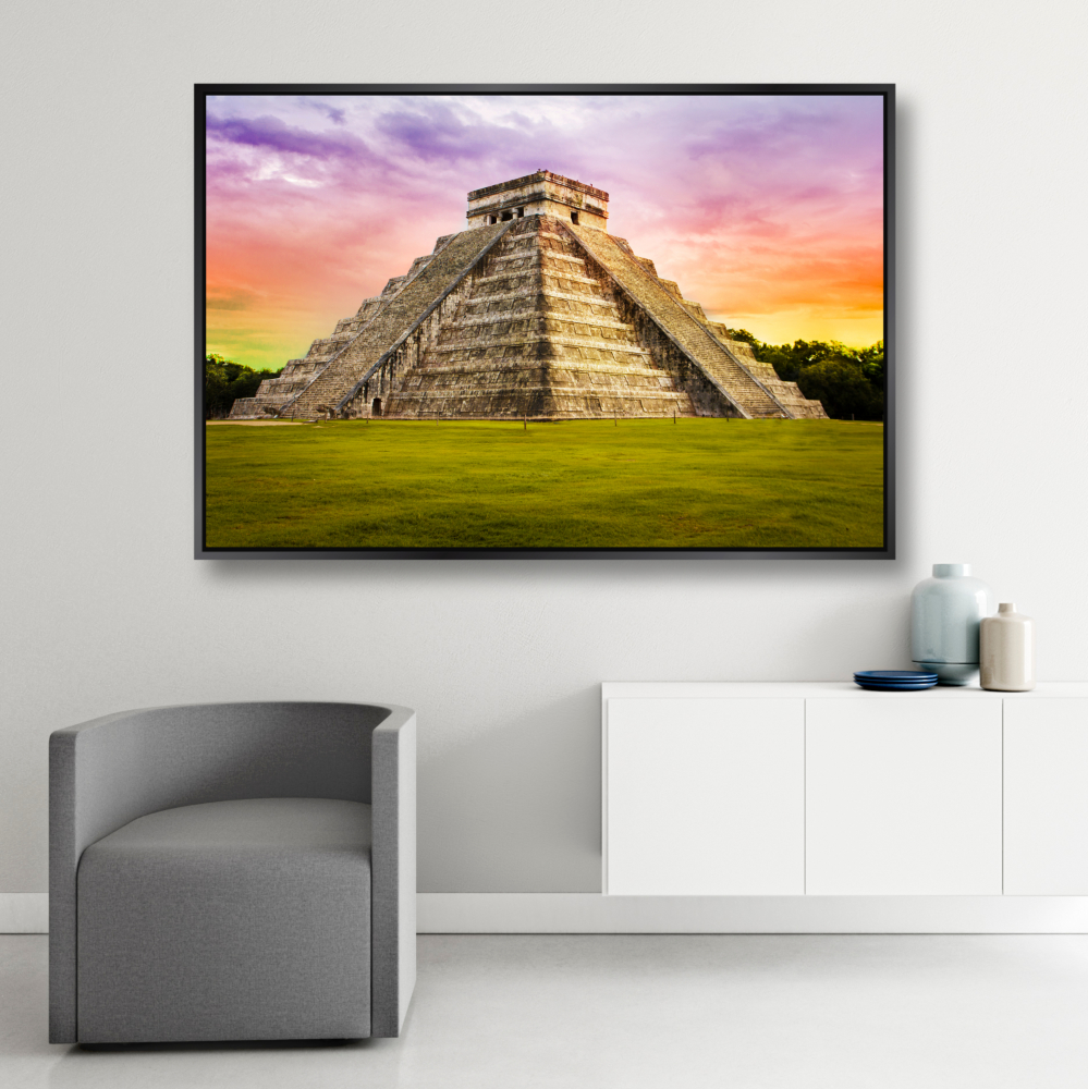 Foto 4 pulgar | Canvas Revolution Cuadro Canvas Piramide Kukulkan Chichen Itza Marco color Negro