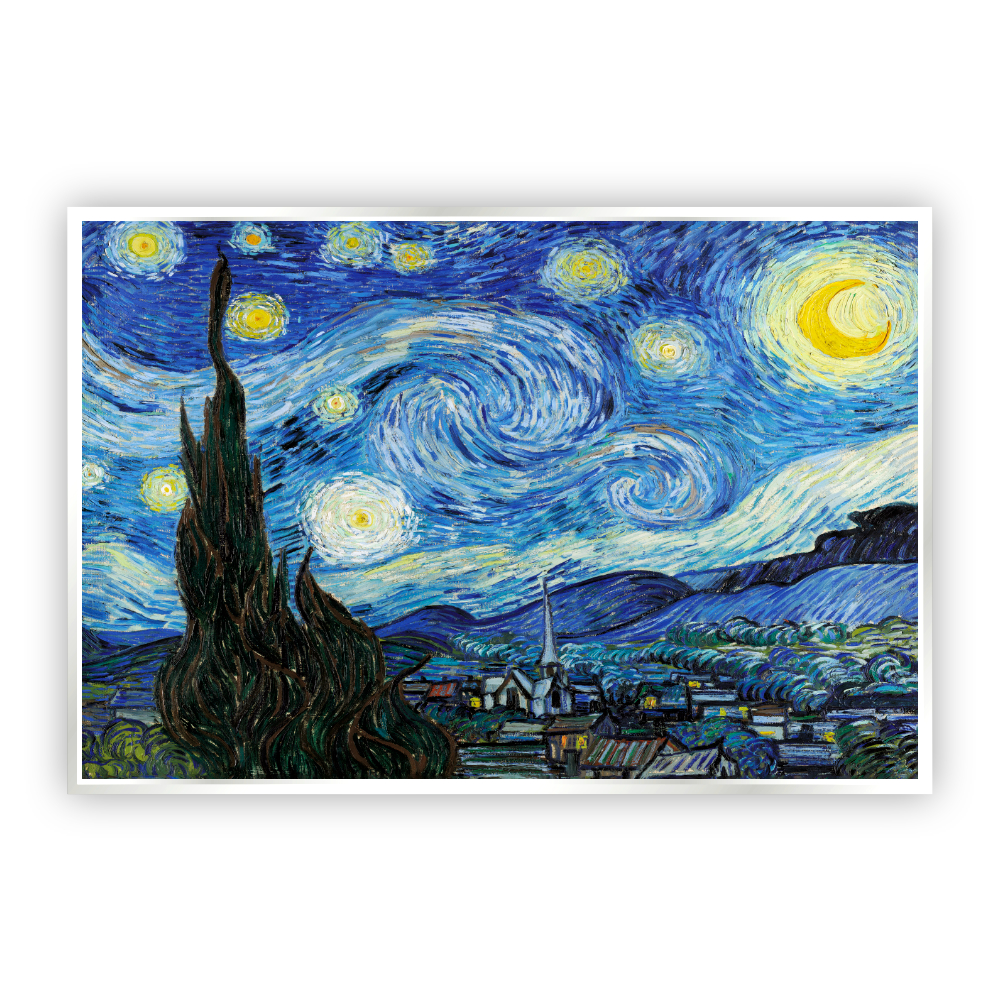 Cuadro Canvas Revolution Noche Estrellada por Vincent Van Gogh Marco color Blanco