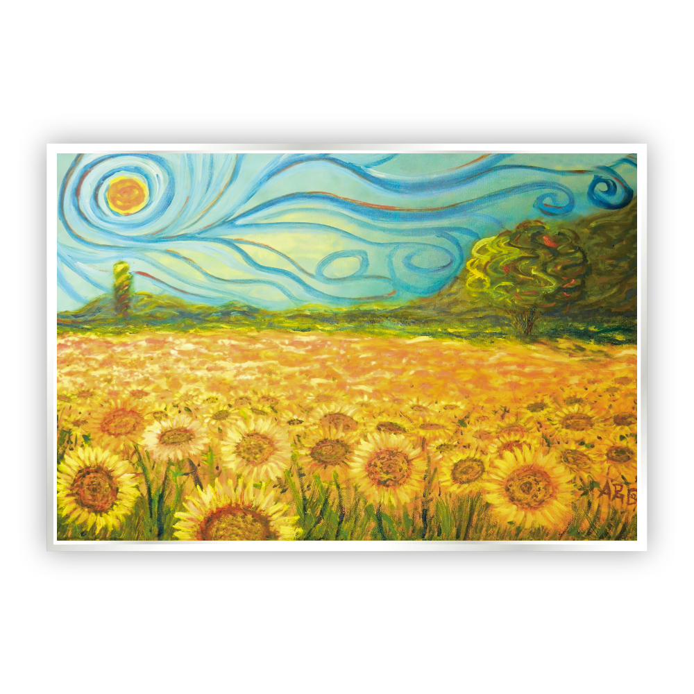 Cuadro Canvas Revolution Campo de Girasoles de Vincent Van Gogh Marco color Blanco