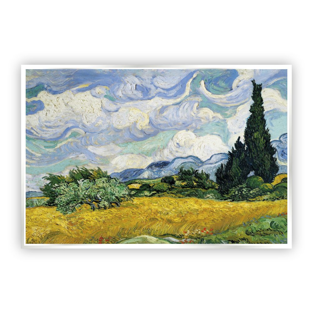 Cuadro Canvas Revolution Campo de Trigo con Cipreses de Vincent Van Gogh Marco color Blanco