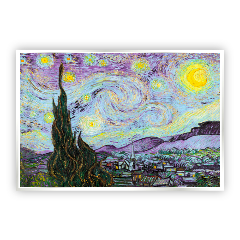 Cuadro Canvas Revolution Noche Estrellada 2 por Vincent Van Gogh Marco color Blanco