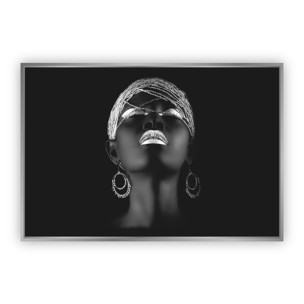 Canvas Revolution Cuadro Canvas Mujer Africana Joyas Plateadas Marco Plata