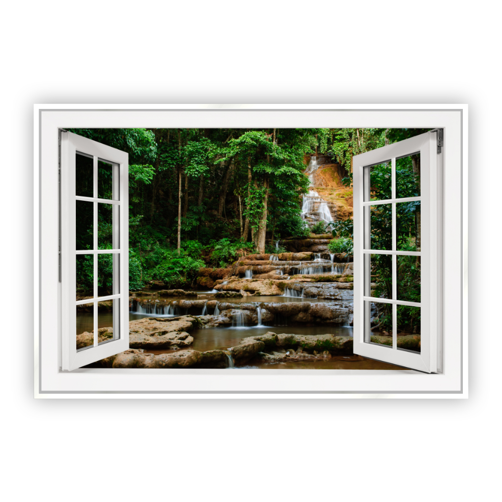 Cuadro Canvas Revolution Ventana Cascada Verdes Tailandia Marco color Blanco