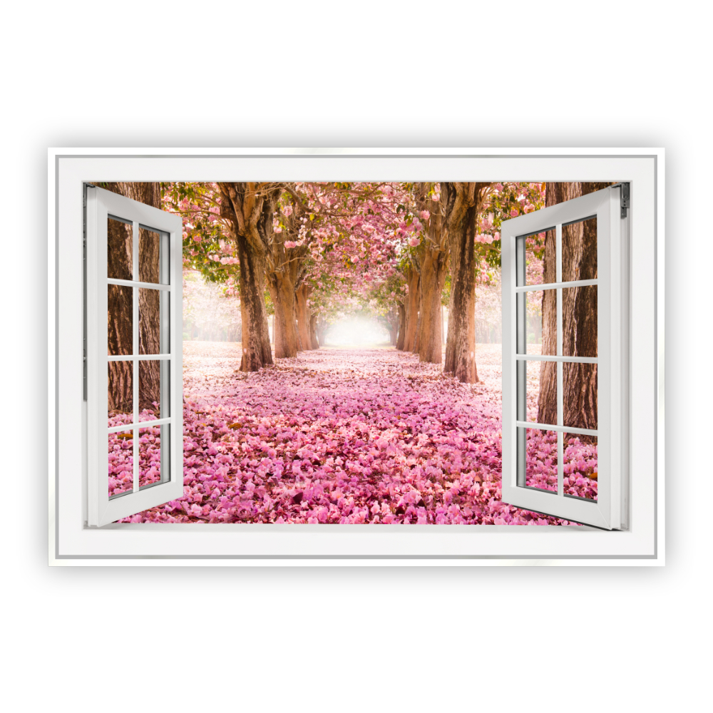 Cuadro Canvas Revolution Ventana Tunel Floral Marco color Blanco