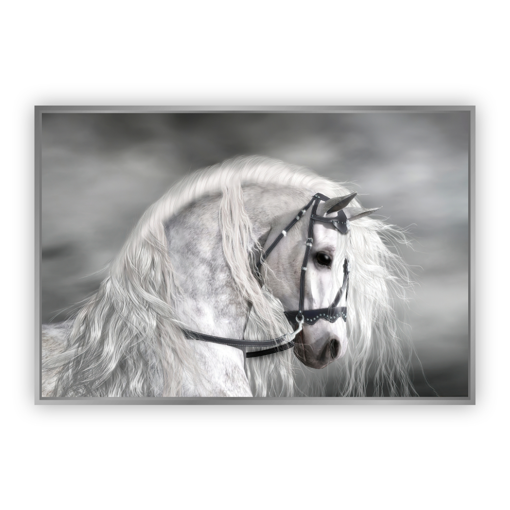 Cuadro Canvas Revolution de Caballo Blanco Humo con Marco Plateado