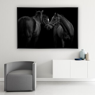 Foto 3 | Cuadro Canvas Revolution Caballos Negros Conectando Marco color Negro