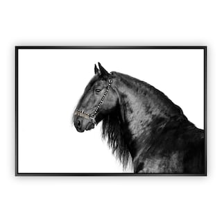 Foto 1 | Cuadro Canvas Revolution Caballo Negro Fondo Blanco con Marco color Negro
