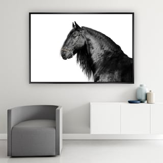 Foto 3 | Cuadro Canvas Revolution Caballo Negro Fondo Blanco con Marco color Negro
