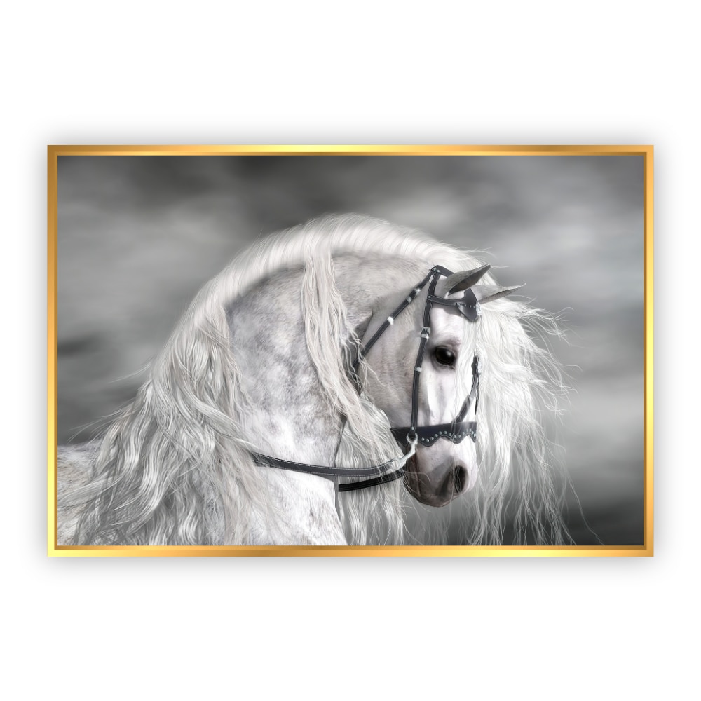 Cuadro Canvas Revolution de Caballo Blanco Humo con Marco Dorado $2,886