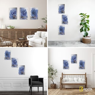 Foto 3 | Cuadro Canvas Revolution Tríptico Vertical Rosas Pintura Azul