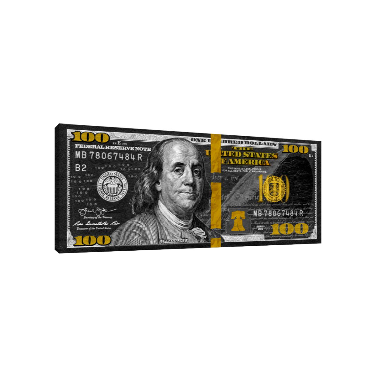 Cuadro Canvas Revolution Dólar color Negro y Dorado