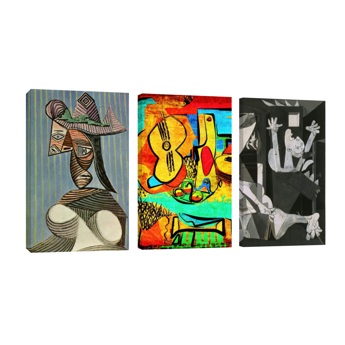 Cuadro Canvas Revolution Tríptico Vertical Arte Pablo Picasso Set De 3 Piezas 25 x 38 cm c/u