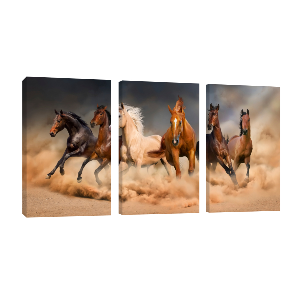 Cuadro Canvas Revolution Tríptico Vertical Caballos Desierto Set De 3 Piezas 25 x 38 cm c/u