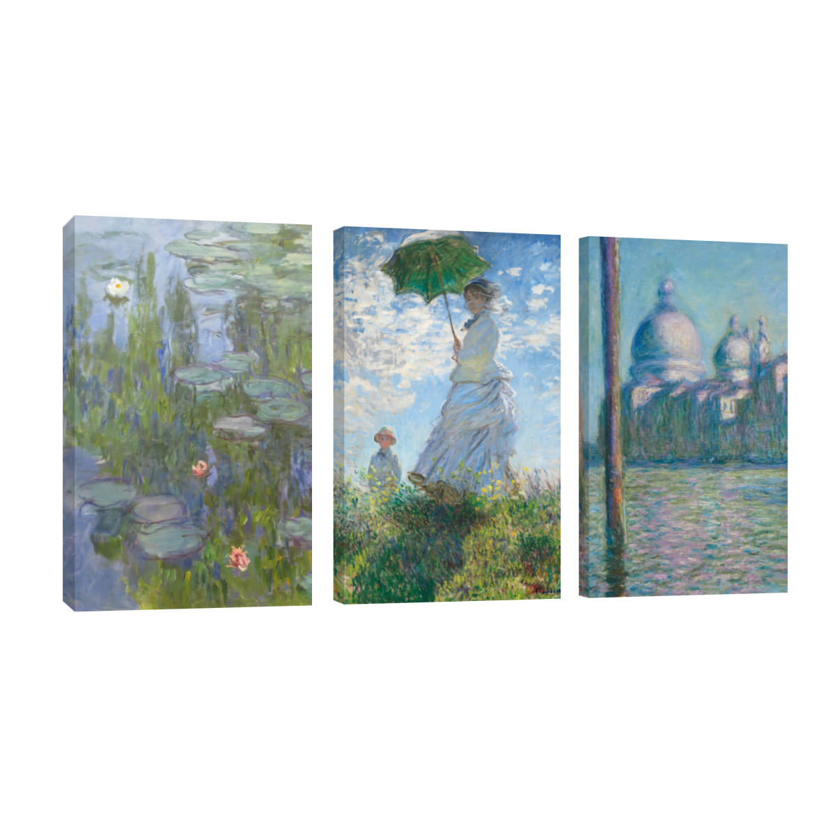 Foto 2 pulgar | Cuadro Canvas Revolution Tríptico Vertical Arte Claude Monet Set De 3 Piezas 25 x 38 cm c/u