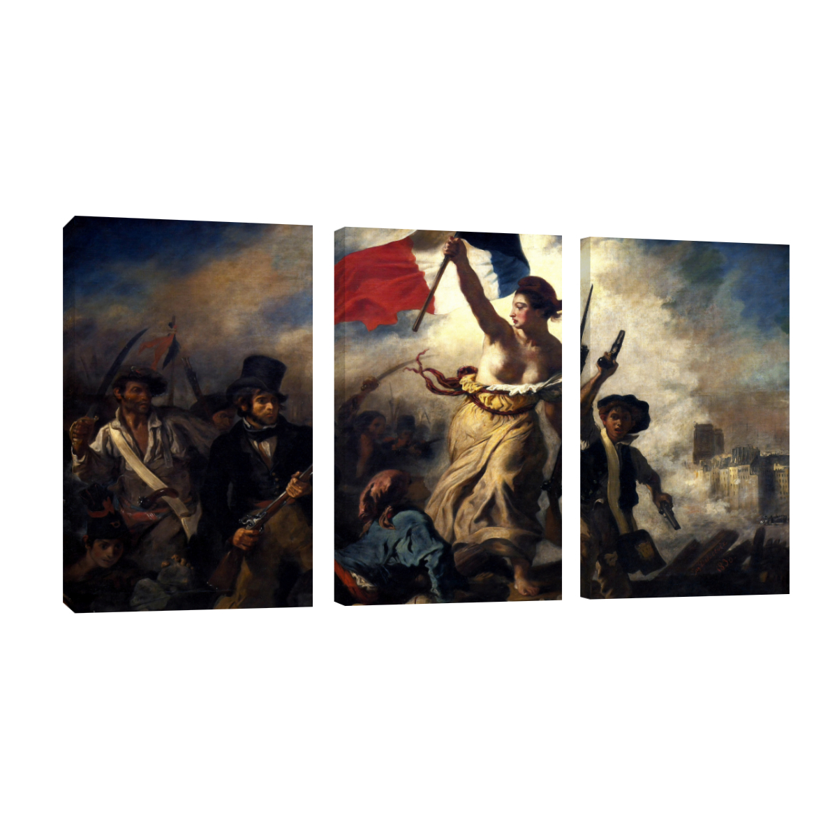 Cuadro Canvas Revolution Tríptico Vertical Delacroix Libertad Set De 3 Piezas 25 x 38 cm c/u