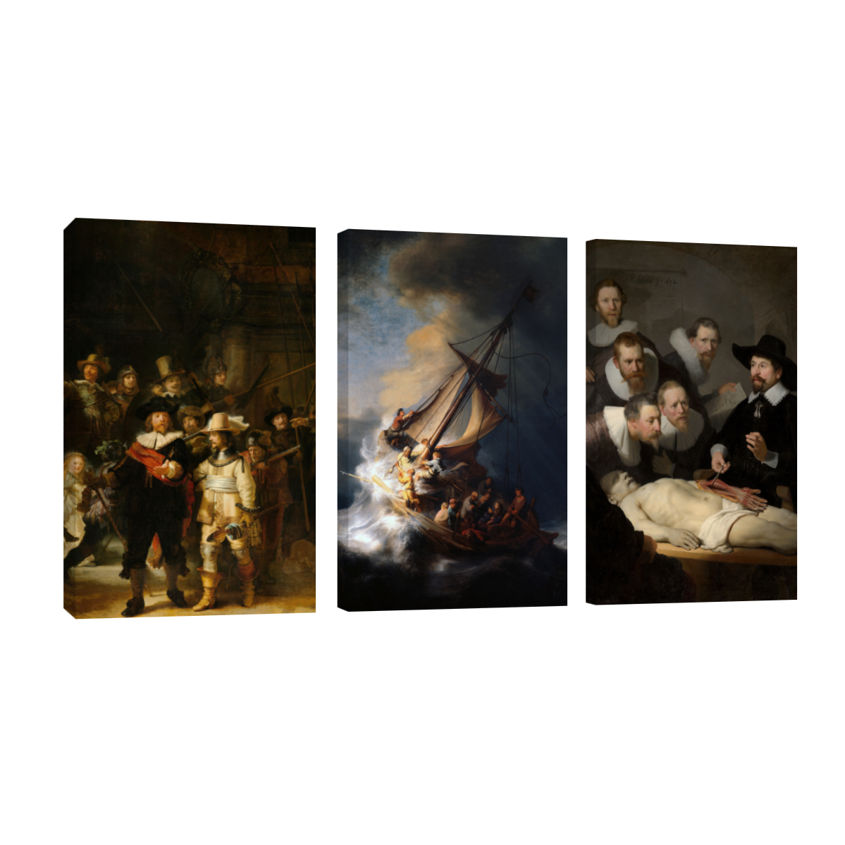 Cuadro Canvas Revolution Tríptico Vertical Arte Rembrandt Set De 3 Piezas 25 x 38 cm c/u