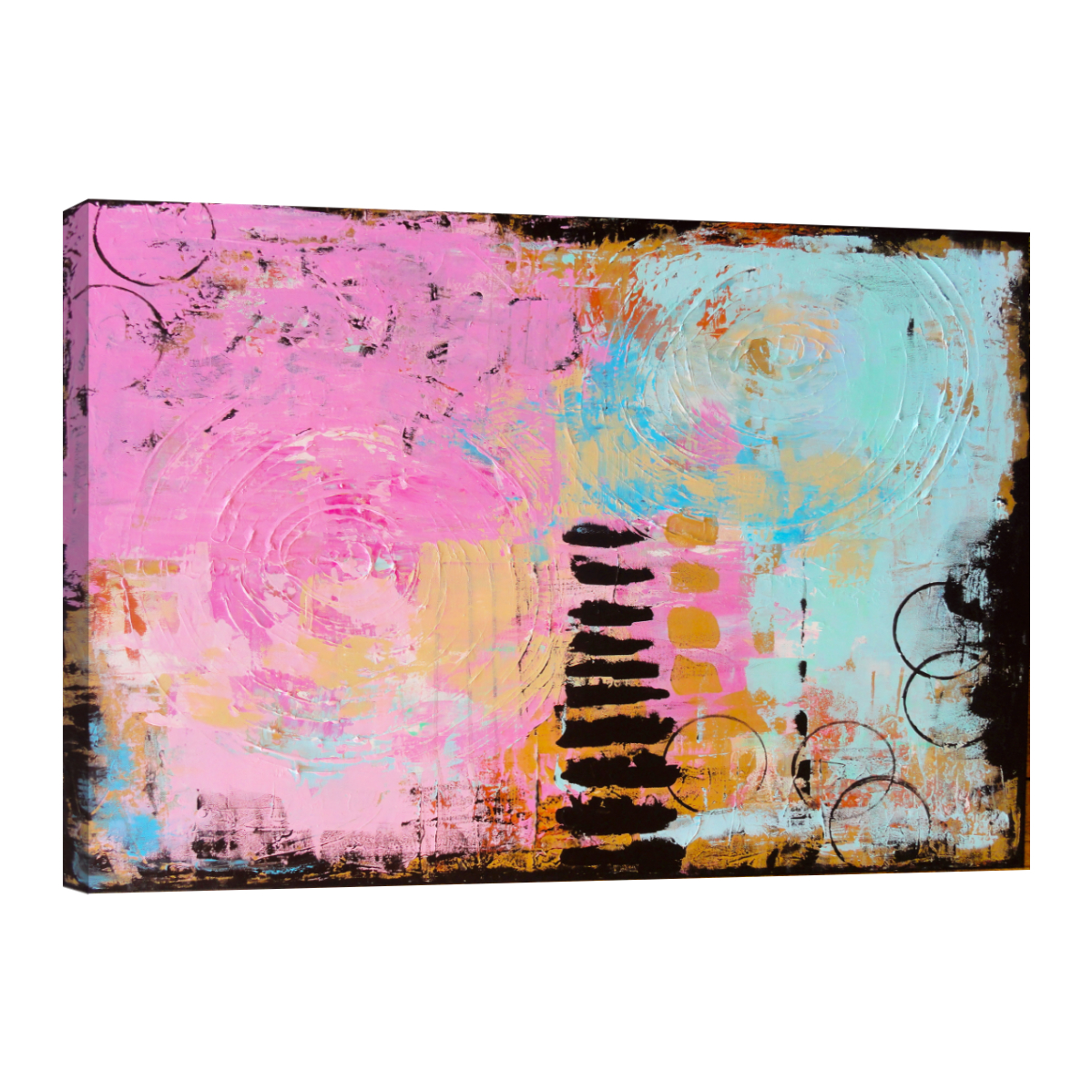 Cuadro Canvas Revolution Abstracto 90 x 60 Trazos Rosa y Azul Rectangular