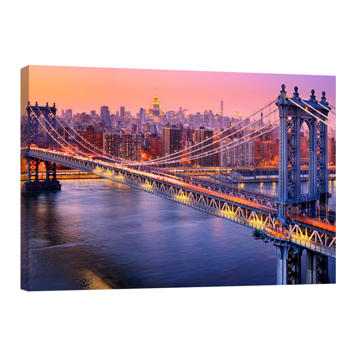 Cuadro Canvas Revolution Manhattan Bridge Noche Rectangular