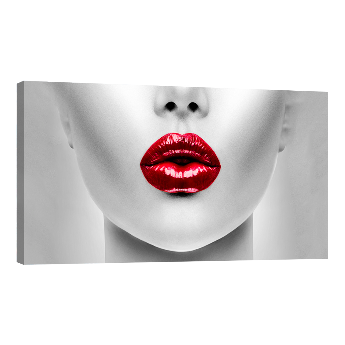 Cuadro Canvas Revolution Labios Rojos Metálicos Panorámico 120 x 60