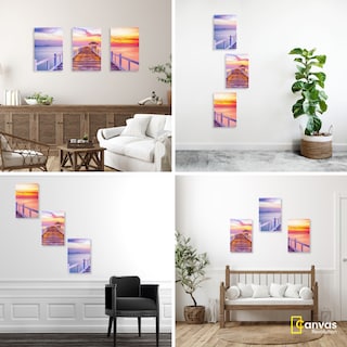 Foto 3 | Cuadro Canvas Revolution Tríptico Vertical Muelle Amanecer Set De 3 Piezas 25 x 38 cm c/u