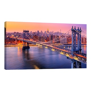 Foto 1 | Cuadro Canvas Revolution Manhattan Bridge Noche Panorámico