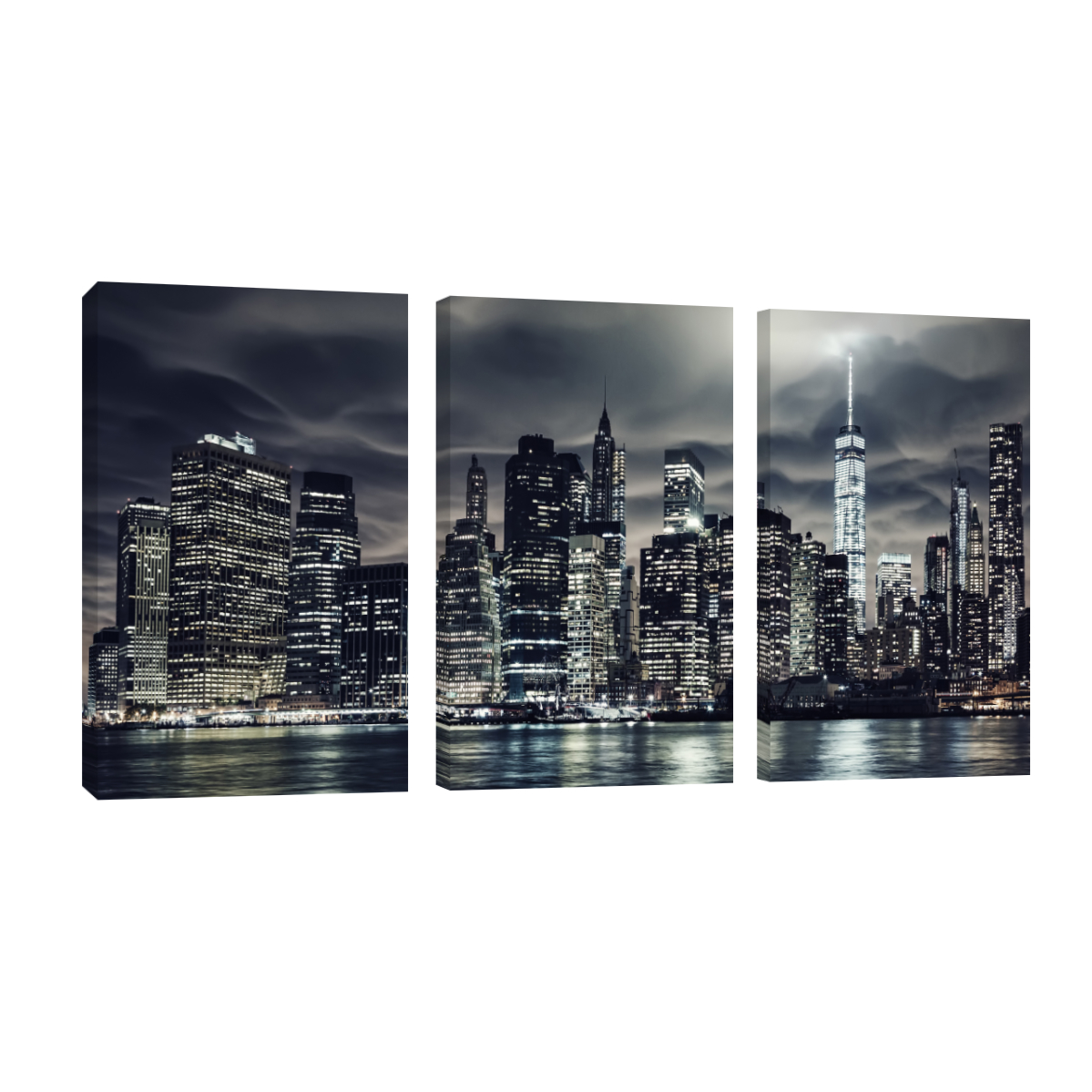 Foto 2 pulgar | Cuadro Canvas Revolution Tríptico Vertical New York De Noche Set De 3 Piezas 25 x 38 cm c/u