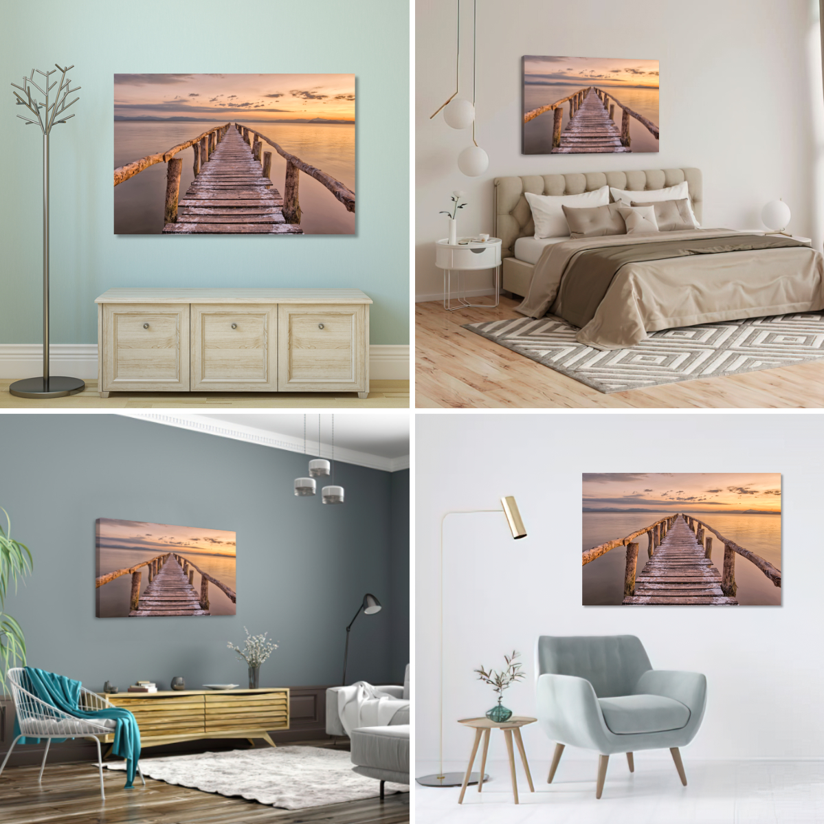 Foto 4 pulgar | Cuadro Canvas Revolution Playa Muelle Rustico Rectangular 90 x 60