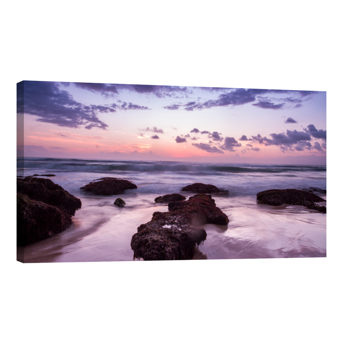 Cuadro Canvas Revolution Playa Rocas en Atardecer Panorámico 120 x 60