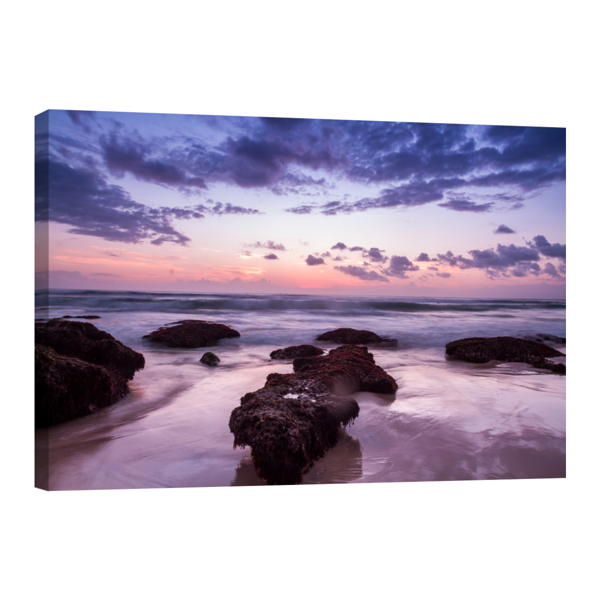 Foto 2 pulgar | Cuadro Canvas Revolution Playa Rocas en Atardecer Rectangular 90 x 60