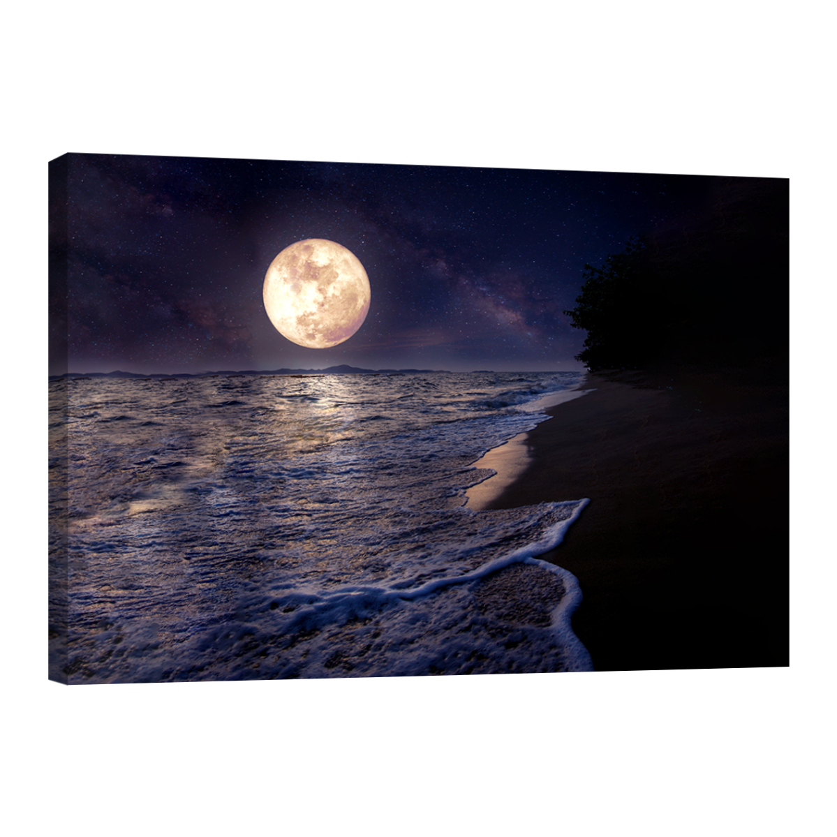 Cuadro Canvas Revolution 90 x 60 Playa Mar Luna Llena Luz Rectangular