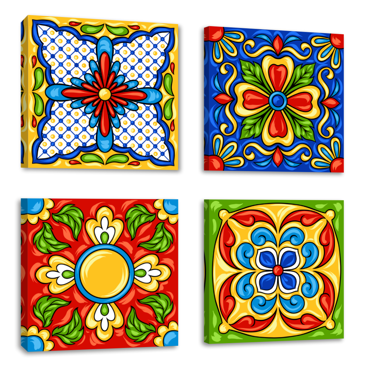 Foto 2 pulgar | Cuadro Canvas Revolution Cuadríptico Talavera Mexicana  Set De 4 Piezas 30 x 30 cm c/u