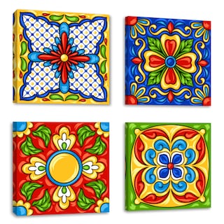 Foto 1 | Cuadro Canvas Revolution Cuadríptico Talavera Mexicana Set De 4 Piezas 30 x 30 cm c/u