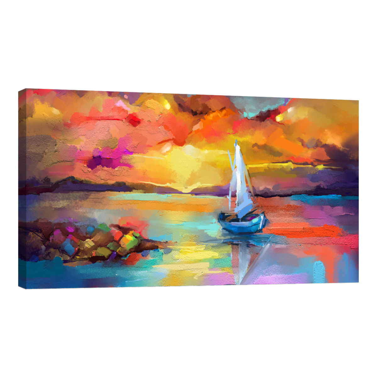 Foto 2 pulgar | Cuadro Canvas Revolution 160 X 80 CM Pintura Impresa Barco al Atardecer