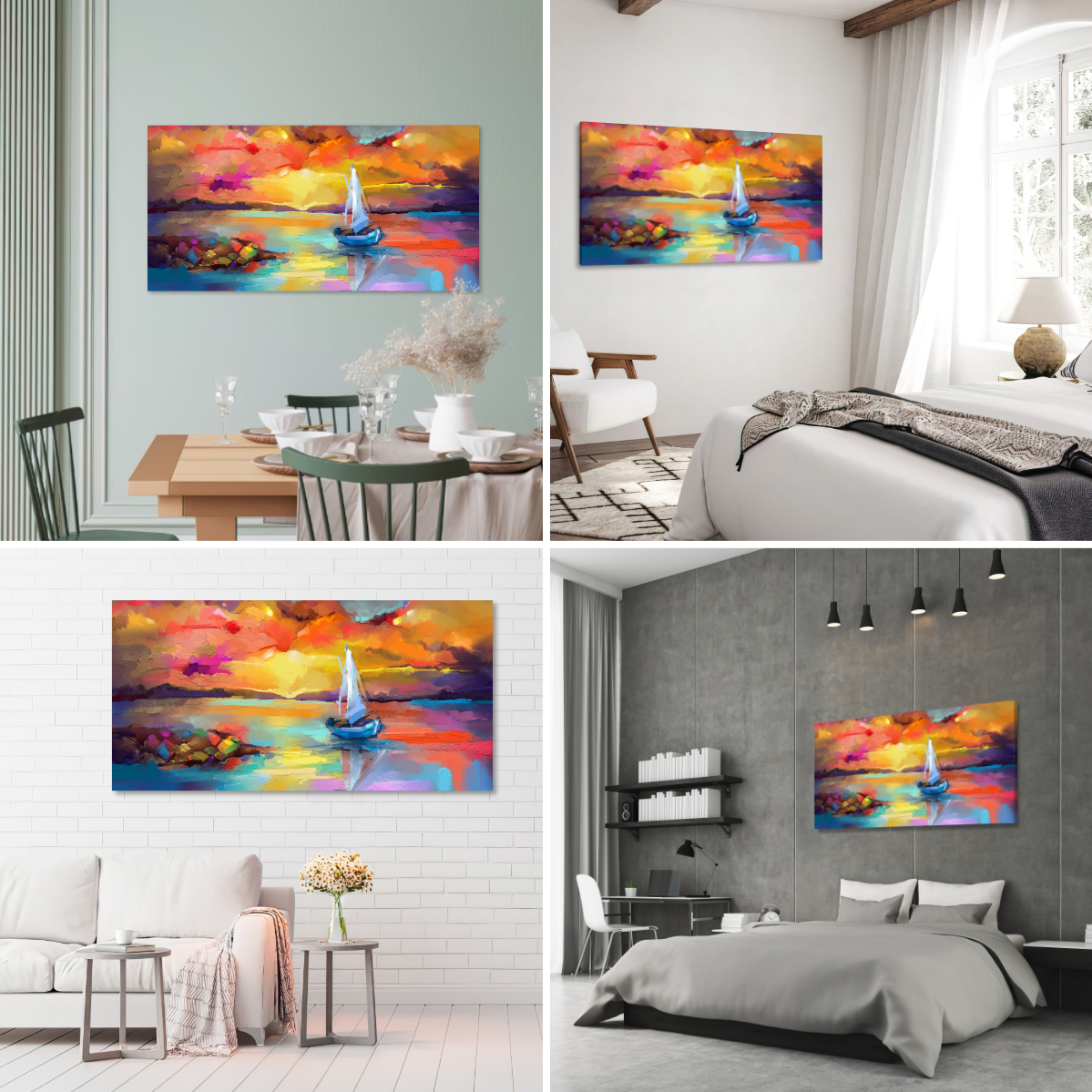 Foto 4 pulgar | Cuadro Canvas Revolution 160 X 80 CM Pintura Impresa Barco al Atardecer