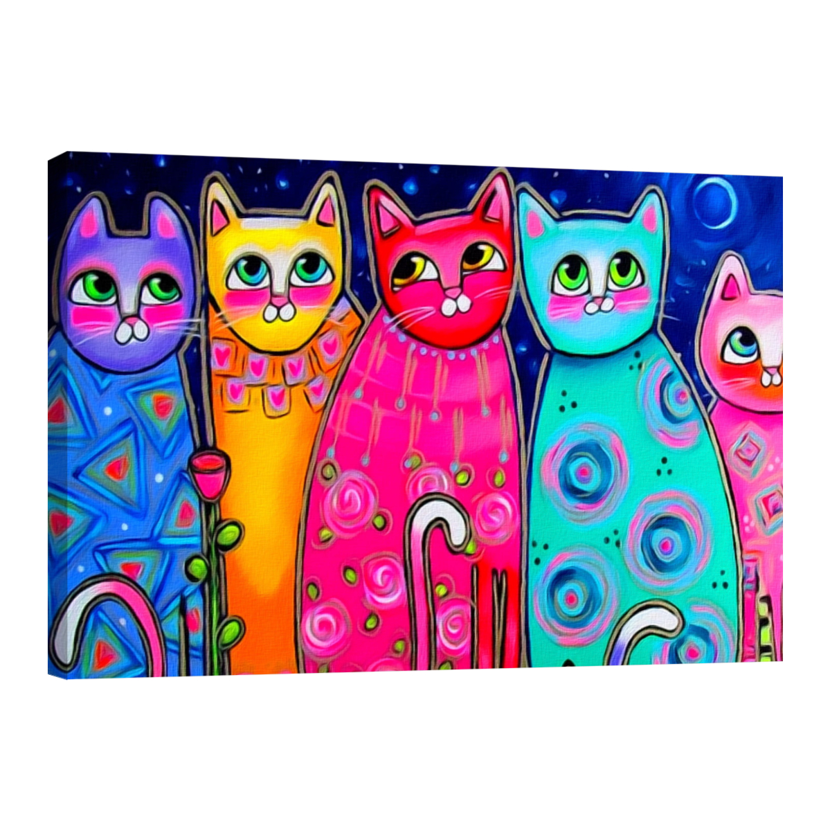 Foto 2 pulgar | Cuadro Canvas Revolution 120 X 80 CM Pintura Impresa Gatos Coloridos