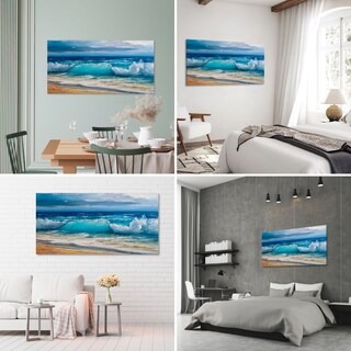 Foto 3 | Cuadro Canvas Revolution 160 X 80 CM Pintura Impresa Playa y Olas de Mar