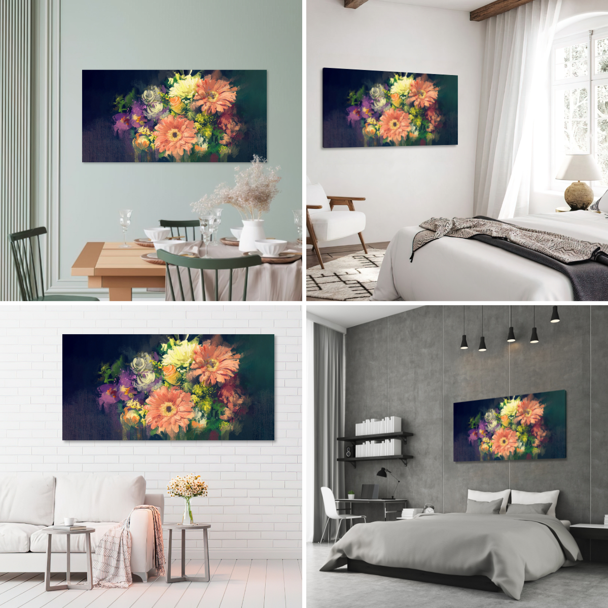 Foto 4 pulgar | Cuadro Canvas Revolution 160 X 80 CM Pintura Impresa Bouquet de Flores