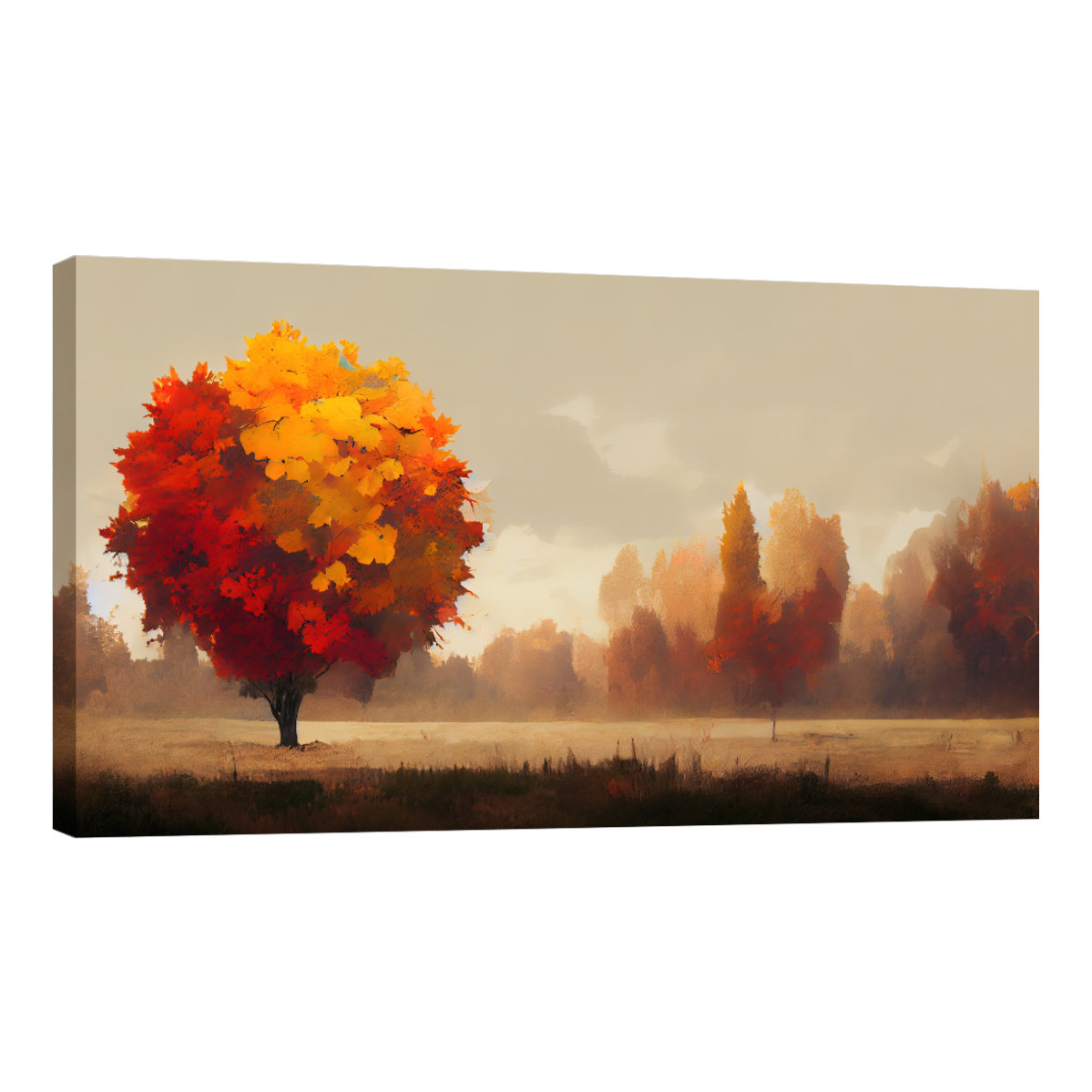 Cuadro Canvas Revolution Pintura Impresa Árbol En Otoño 160 x 80 cm