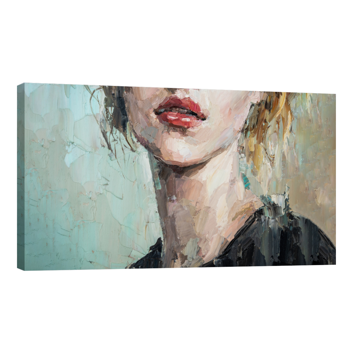 Cuadro Canvas Revolution Pintura Impresa Retrato De Labios De Mujer 160 x 80 cm