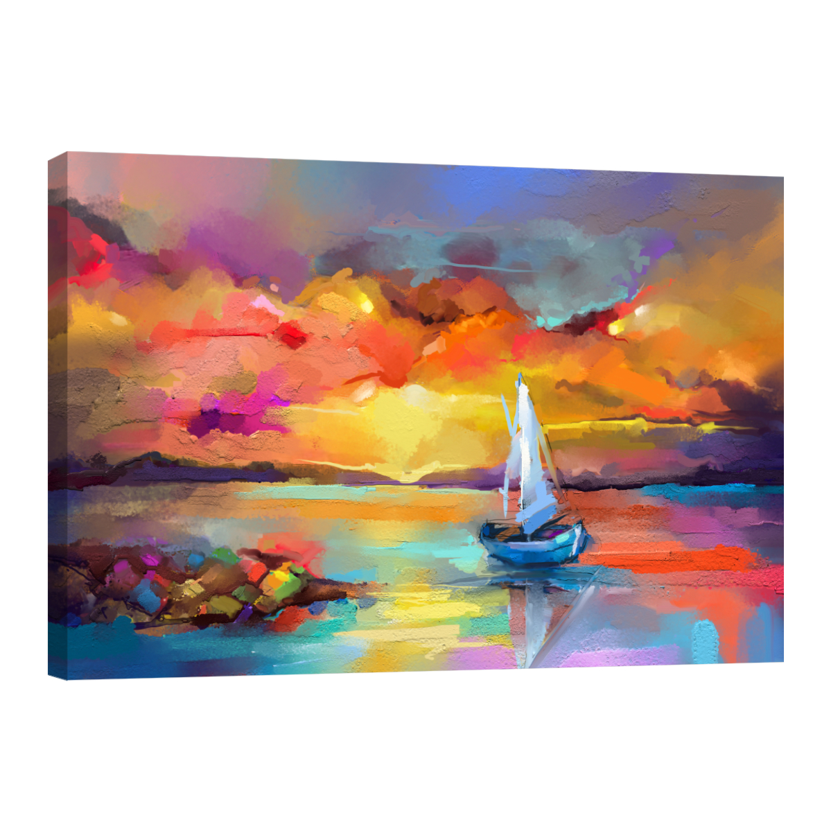 Foto 2 pulgar | Cuadro Canvas Revolution 120 X 80 CM Pintura Impresa Barco al Atardecer