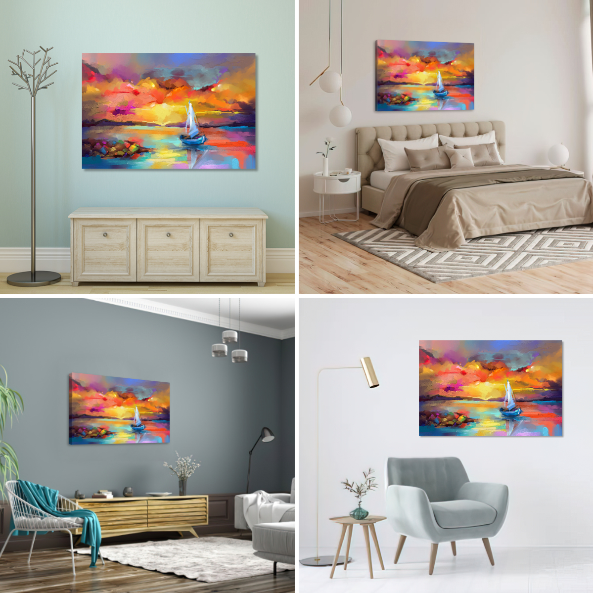 Foto 4 pulgar | Cuadro Canvas Revolution 120 X 80 CM Pintura Impresa Barco al Atardecer