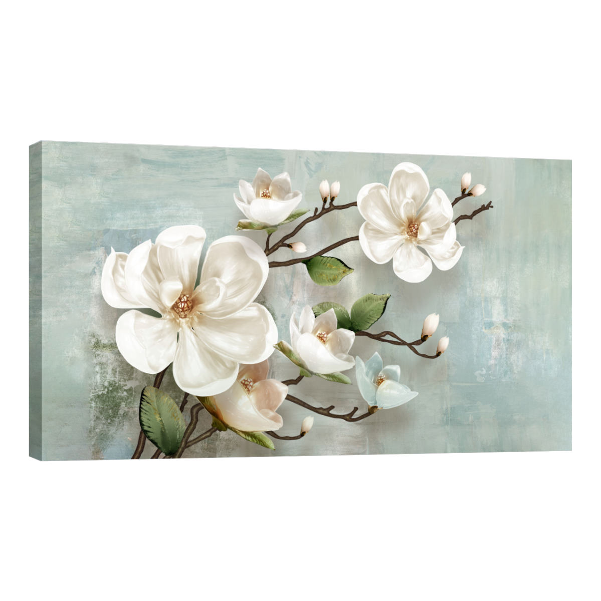 Cuadro Canvas Revolution Pintura Impresa Flores Blancas 160 x 80 cm