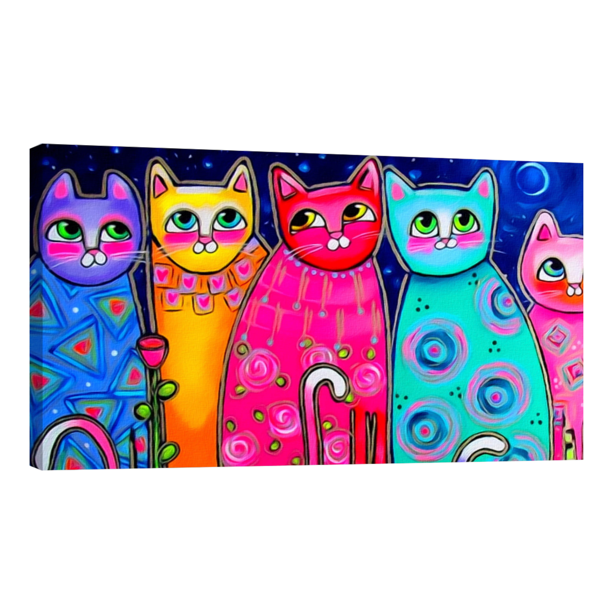 Cuadro Canvas Revolution 160 X 80 CM Pintura Impresa Gatos Coloridos