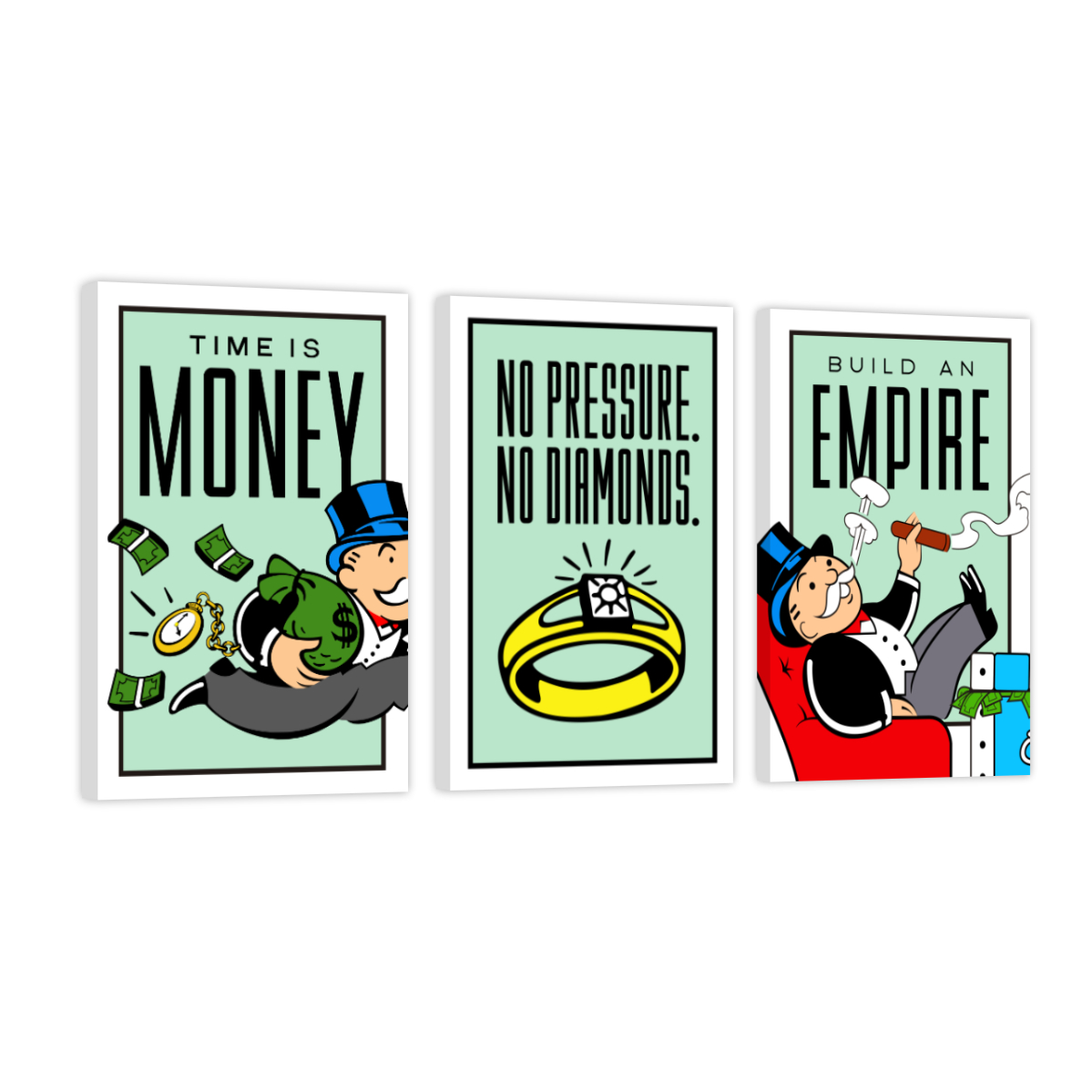 Cuadro Canvas Revolution Tríptico Vertical Monopoly Pack 3 Set De 3 Piezas 30 x 45 cm c/u