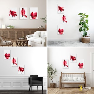 Foto 3 | Cuadro Canvas Revolution Tríptico Vertical Flores Rojas Set De 3 Piezas 30 x 45 cm c/u