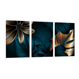 Foto 1 | Cuadro Canvas Revolution Tríptico Vertical Hojas De Oro Y Jade Set De 3 Piezas 30 x 45 cm c/u