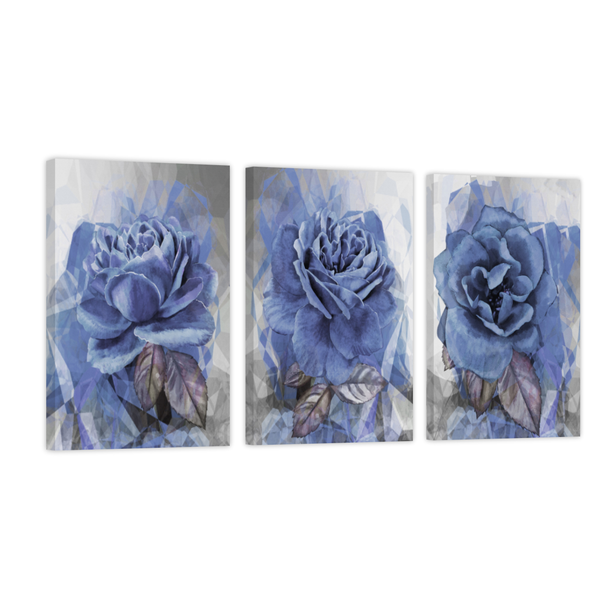 Foto 2 pulgar | Set de Cuadros Canvas Revolution Tríptico Vertical Rosas Azules 3 Piezas 30 x 45 cm c/u