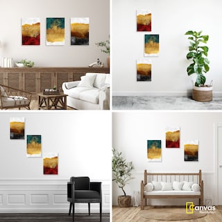 Foto 3 | Cuadro Canvas Revolution Tríptico Vertical Moderno Abstracto Set de 3 Piezas 30 X 45 CM C/U