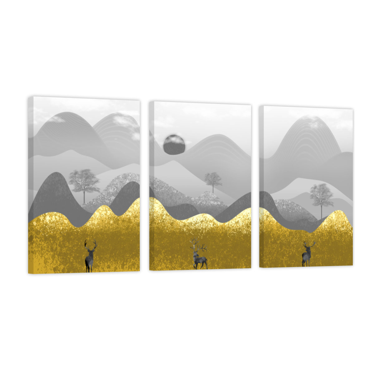 Set de Cuadros Canvas Revolution Tríptico Vertical Montaña 3 Piezas 30 x 45 cm c/u