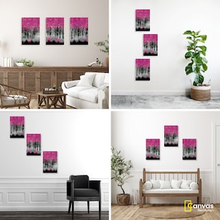 Foto 3 | Set de Cuadros Canvas Revolution Tríptico Vertical Venado Rosa Árbol 3 Piezas 30 x 45 cm c/u